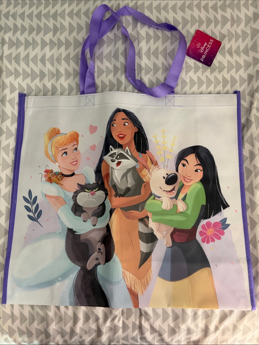 Disney Princess reusable tote bag with animals